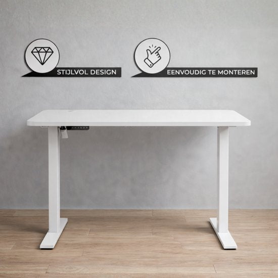 Bayt Zit Sta Bureau - Elektrisch Bureau - In Hoogte Verstelbaar Bureau - 120 x 60 cm - Wit