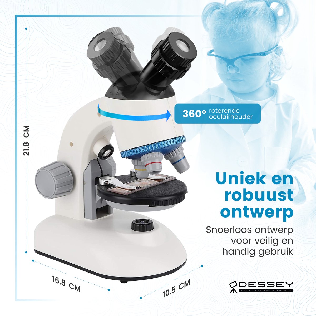 ODESSEY Julius Microscoop – 1200X Vergroting, 360° Roterend, Dubbele LED – 15 x 18 x 27 cm – Zwart