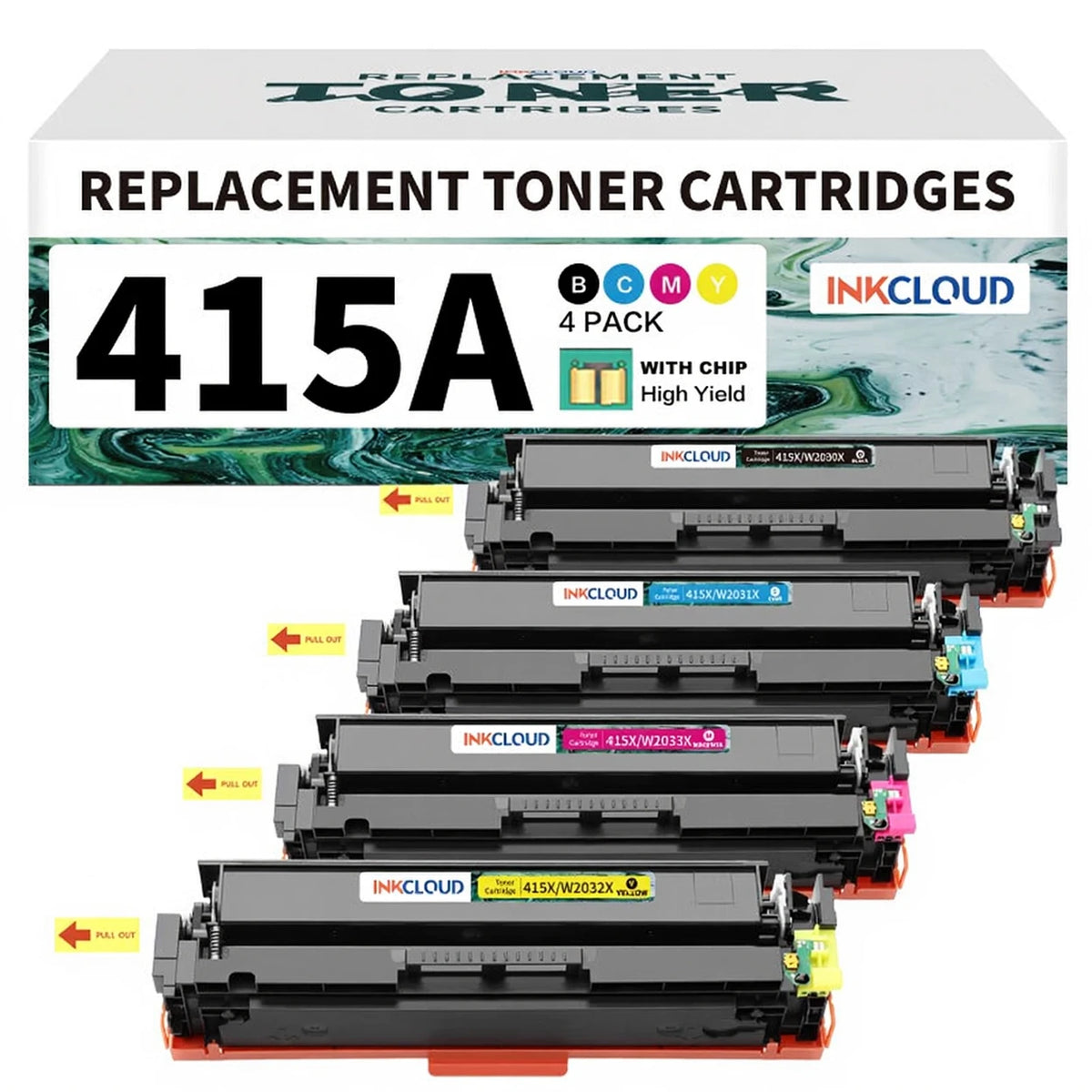 Inkcloud 415A Tonerset met Chip - 4 Kleuren - Compatibel met HP M454 en M479fdw
