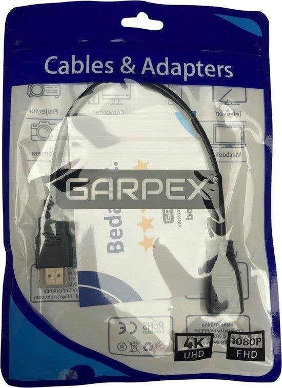 Garpex® HDMI Verlengkabel - HDMI Male naar HDMI Female Adapter - 4K 30Hz Ultra HD - 30cm