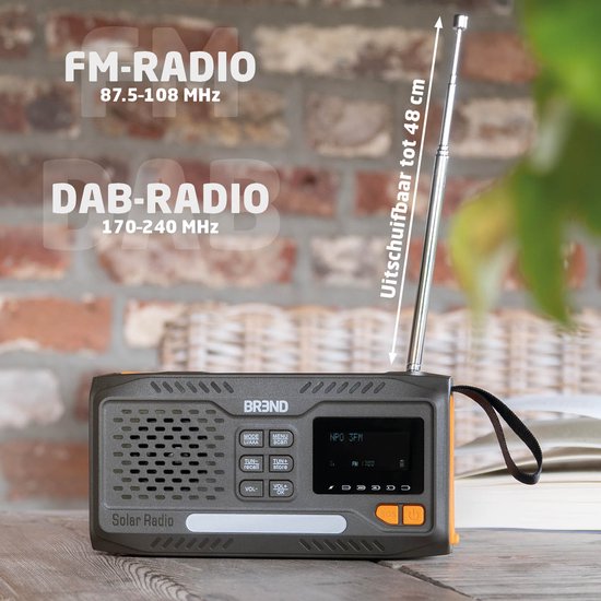 BREND BR-2244 Noodradio met DAB en FM - Bluetooth Speaker - SOS-Alarm - Powerbank - LED-Zaklamp - USB-C - Oplaadbaar met Zonnepaneel en Zwengel
