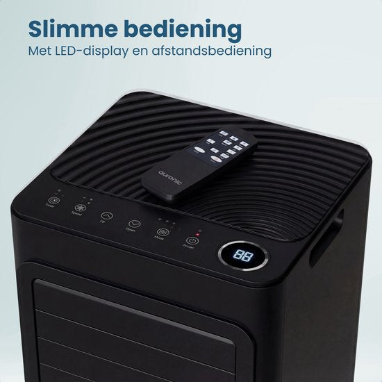 Auronic Mobiele Airco - 7.000 BTU - 3-in-1 - Airconditioning met 2 Raamafdichtingskits - Ventilator - Ontvochtiger - Tot 20m² - Zwart