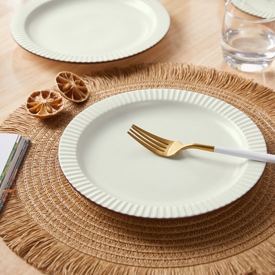 Dinerborden set van 4 (Ø21,3cm / 8,5inch), Ontbijtborden, Pastaborden, Pizzaborden, serviesset 4 persoons, Geschikt voor Restaurants, Horeca, Feest, Familiefeesten, Banketten en Picknicks, Magnetron-vaatwasserbestendig, Keramiek