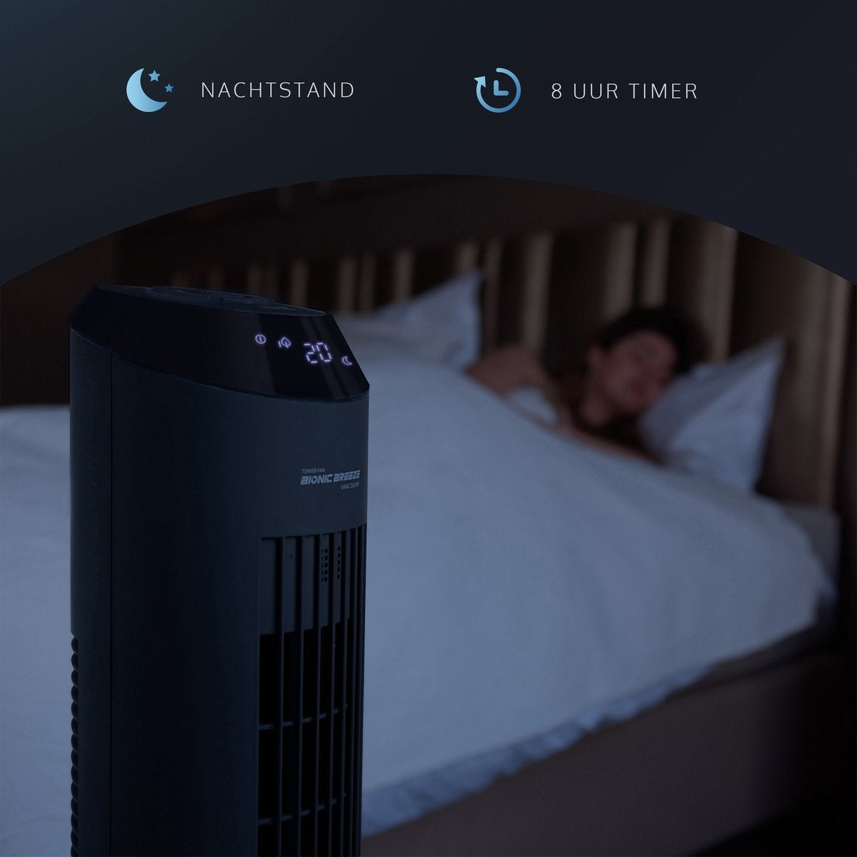 JAP Appliances Vancouver - 2 in 1 Stille ventilator (48dB) en luchtreiniger (Ionisator) - Torenventilator met afstandsbediening en timer - 6 Standen - Mat zwart