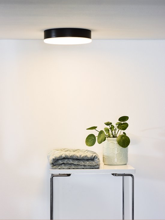 Lucide CERES-LED - Plafonnière (Plafondlamp) Badkamer - Ø 21,5 cm - LED Dimbaar - 1x30W 3000K - IP44 - Zwart