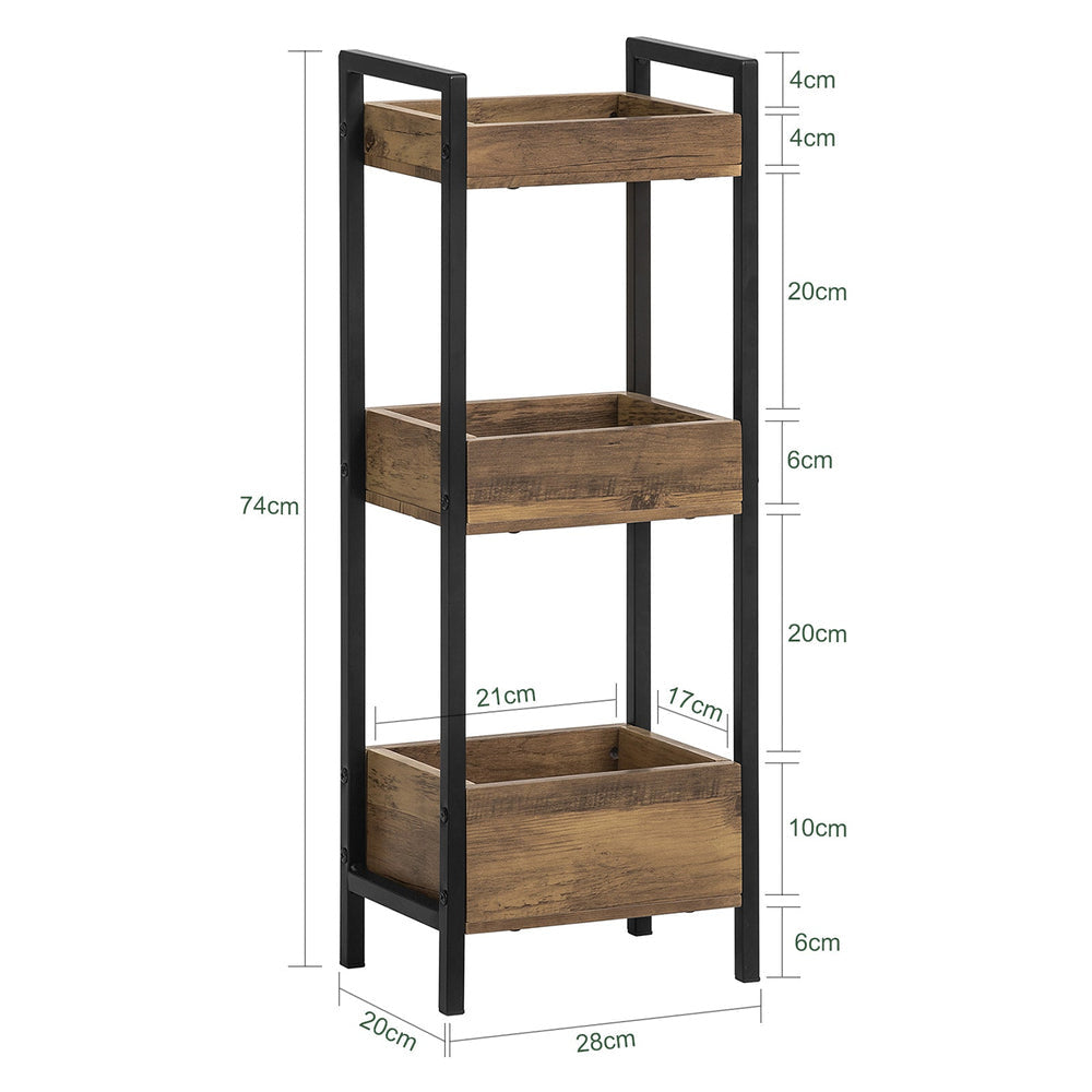 SoBuy FRG226-F Vintage Kastje - 3 Opbergvakken - 28x74x20cm - Bruin