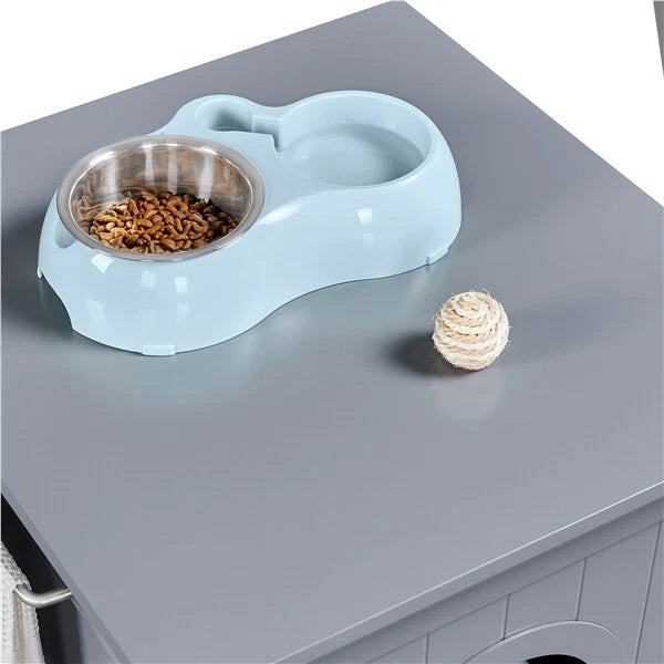 Yaheetech Kattenbak Kast 48,5 x 51 x 51,5 cm - Grijs - Kattenhuis met Verborgen Kattenbak en Bijzettafel
