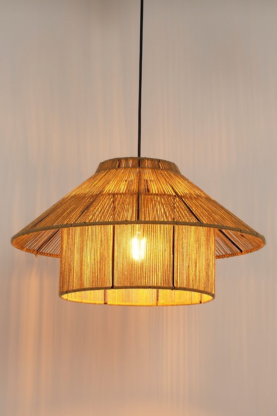 Mica Decorations Elsa Hanglamp - H28 x Ø50 cm - Jute - Lichtbruin