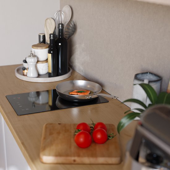 KitchenBrothers Inductie Kookplaat - Inbouw Inductieplaat - 30 cm - 2 Zones - 1 Fase - Tot 3300W - Zwart
