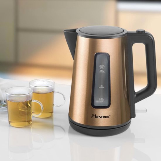 Bestron Waterkoker AWK1000CO - 2200W - 1,7L - Automatisch uitschakelen - Koper - 5 jaar garantie