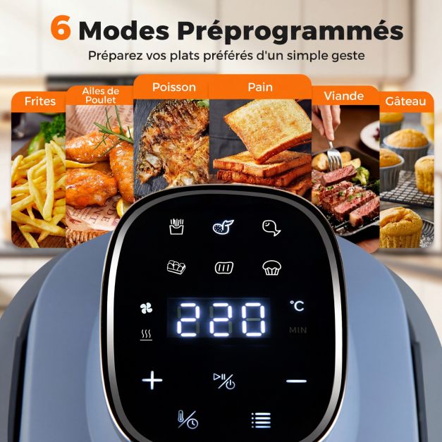 Coast Glazen Airfryer 6-in-1 – 1500W – 4L + 1,7L Borosilicaatglas – 60-220°C