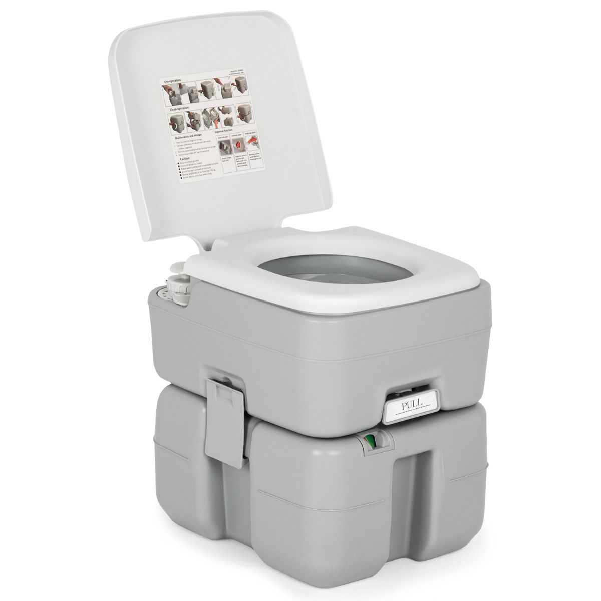 Coast Draagbaar Campingtoilet - Gescheiden tanks - 10L schoonwater, 20L afval - Grijs