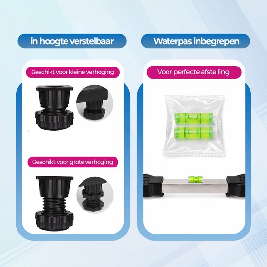Roegaarden Wasmachine Verhoger - Anti-Trilling - Verstelbaar - 8 Poten Stabiliteit - Gemakkelijk te installeren