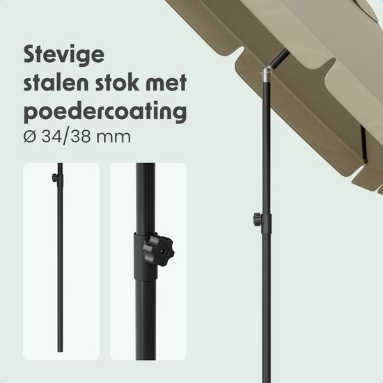 LifeGoods Parasol - Tuin - Balkonparasol - 200x125cm - 30° Kantelbaar - Waterdicht - UPF50+ - Taupe
