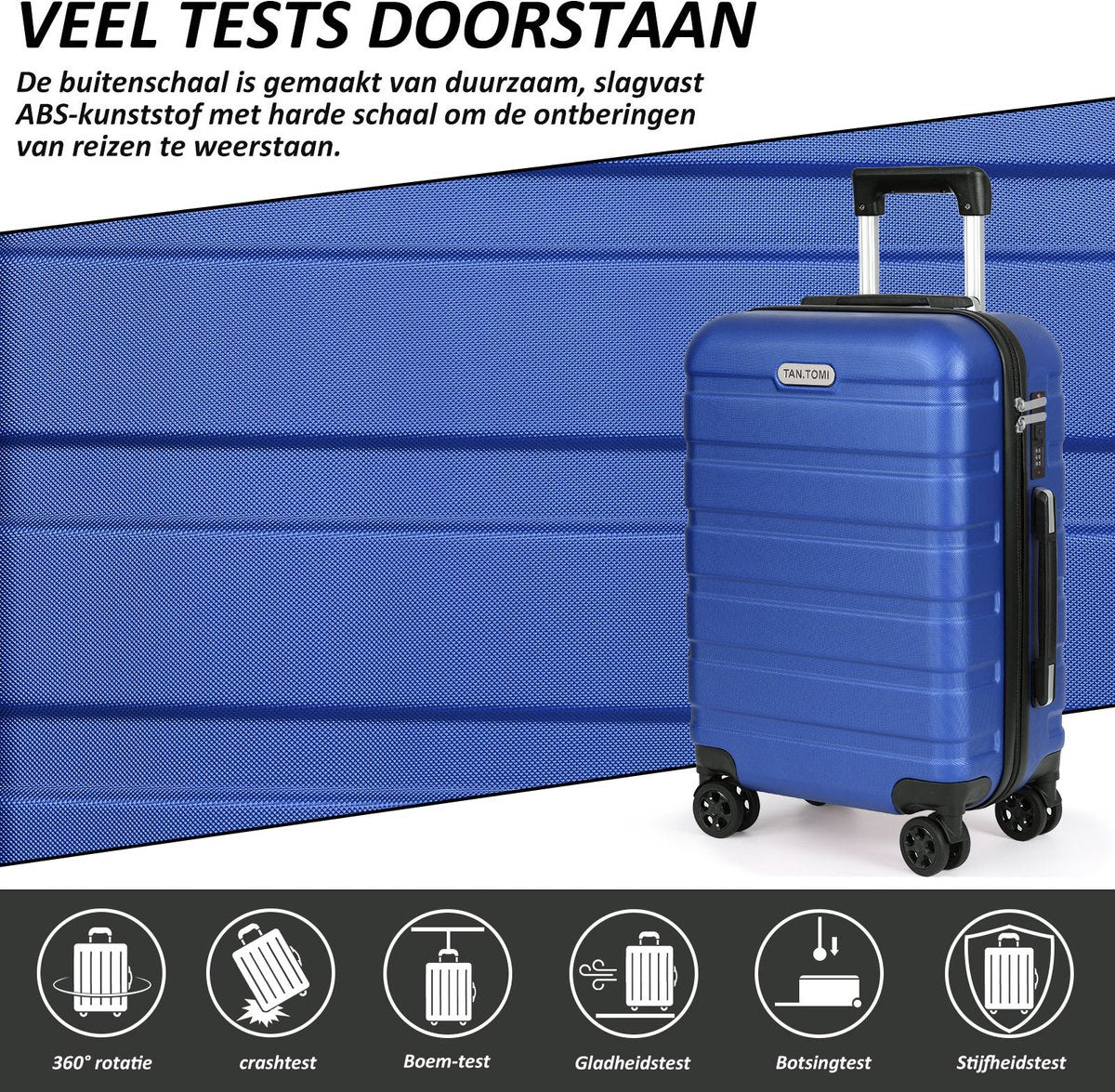 TAN.TOMI Handbagage Koffer 41L – Harde ABS Schaal – 4 Wielen – Cijferslot