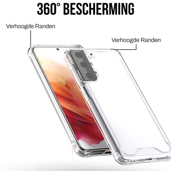 Podec Hoesje geschikt voor Samsung Galaxy S21 Doorzichtig Telefoonhoesje - Anti-Shock Case Cover met 1x Screenprotector