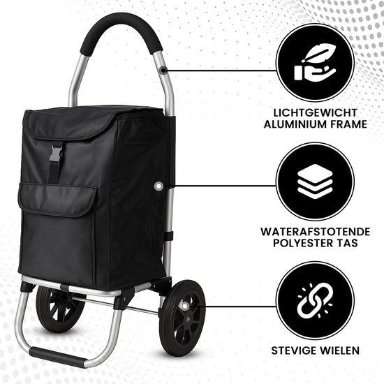 Outbee Boodschappentrolley - Boodschappenwagen - Boodschappenkar -Inklapbaar - Met wielen - Zwart