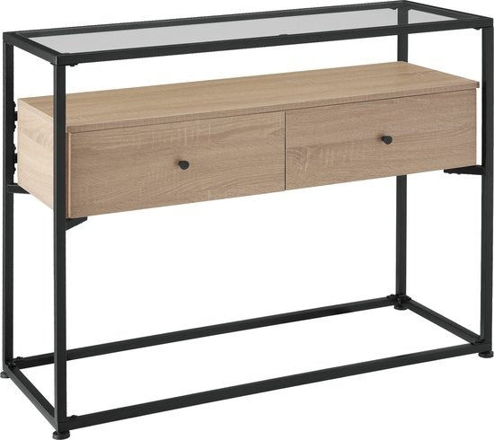 tectake - Consoletafel dressoir sidetable Reading - industrieel - lichtbruin - 101,5x41,5x80,5cm - 404691