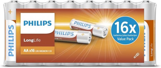 Philips Longlife Batterijen - AA - 16 stuks