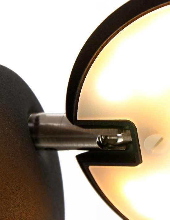Steinhauer Zenith LED - Wandlamp Modern - Zwart - H:12cm - Ø:12cm - Universeel - Voor Binnen - Metaal - Wandlampen - Slaapkamer - Woonkamer
