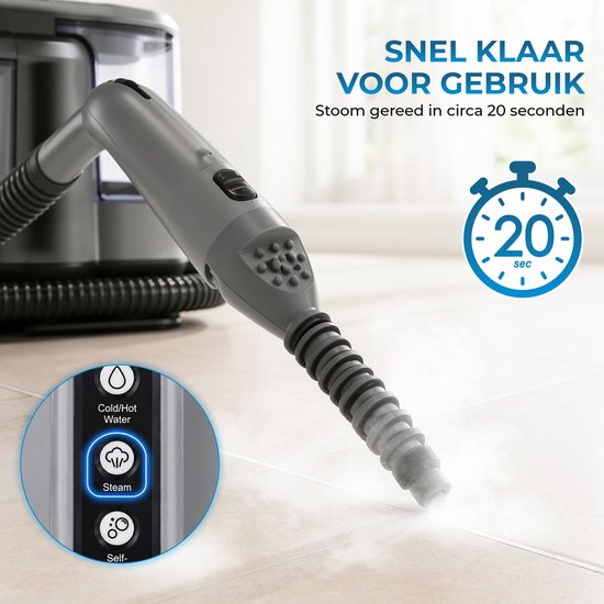 Powell Stoomreiniger - Tapijtreiniger - Vlekkenreiniger - Bank Reiniger - Meubelreiniger - Tapijtreiniger Stofzuiger - Reinigingsmachine - Tapijt Reiniger - 1800 Watt - Grijs