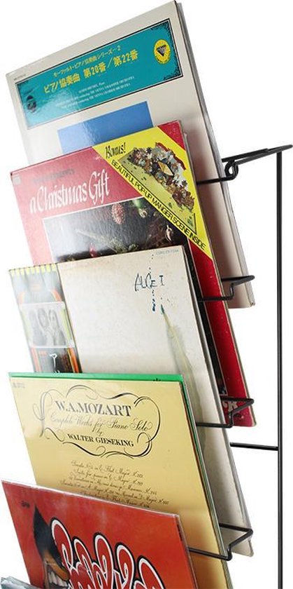 VDD Vinyl Wish - platen opbergrek -  10x35x92cm - Kleur: zwart