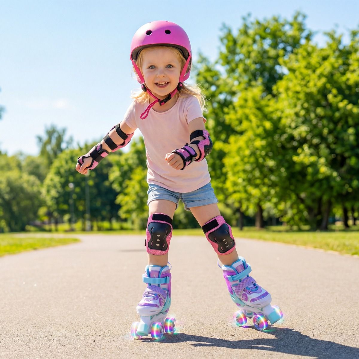 Coast Verstelbare Kinderrolschaatsen - lichtgevende wielen - voor 5-7 jaar - paars en blauw
