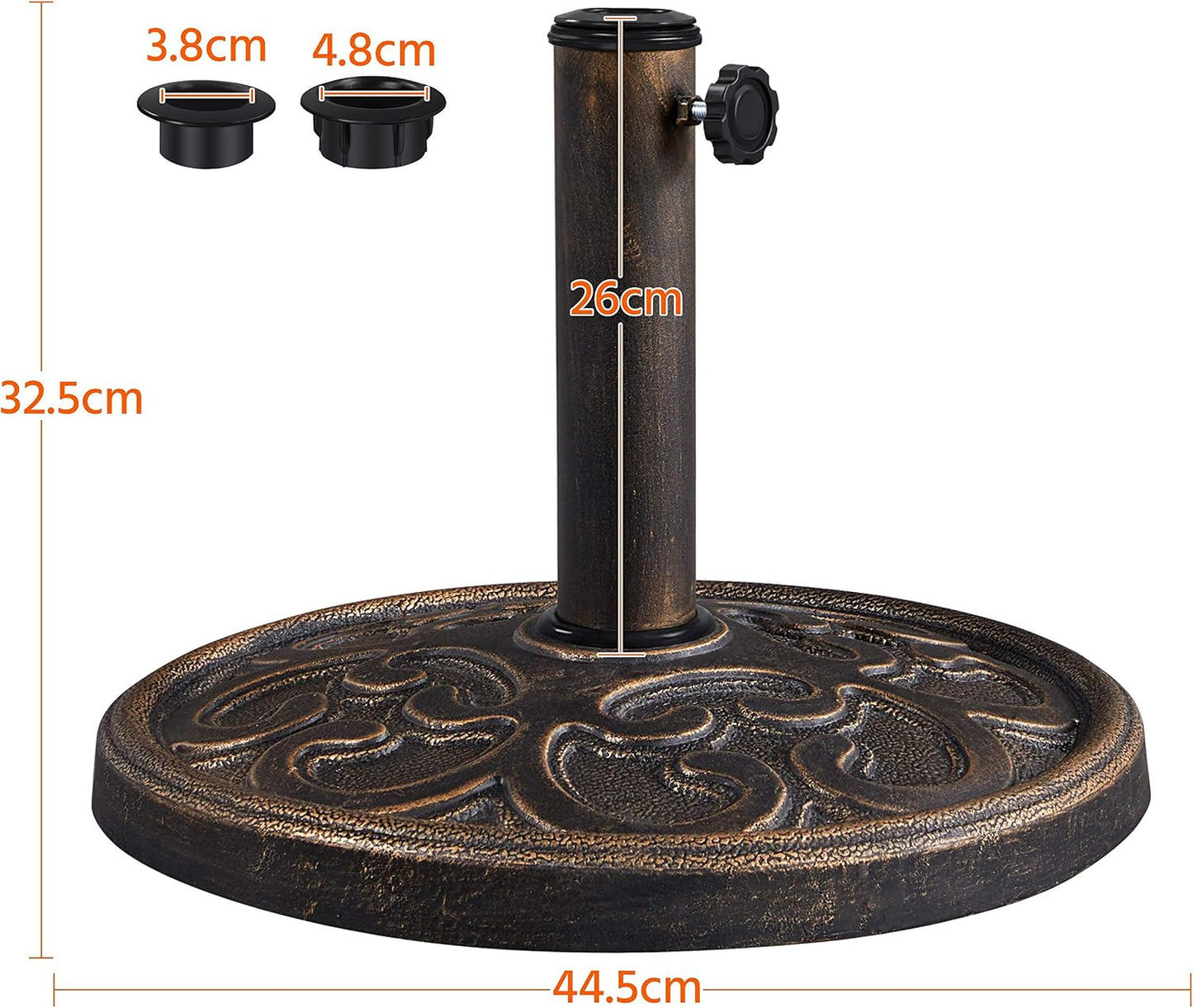 Yaheetech Parasolvoet Brons - Stabiele Parasolstandaard - Ø38-48 mm - 44,5 x 44,5 x 32,5 cm - 10 kg