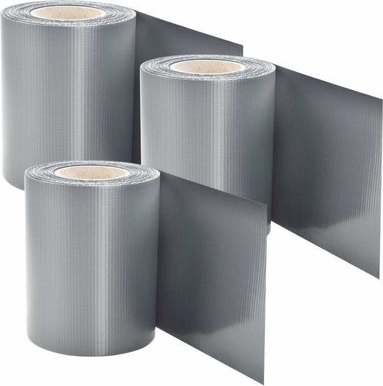 PVC Privacystrips - 3 stuks - 35 meter - Grijs - Incl. Bevestigingsklemmen