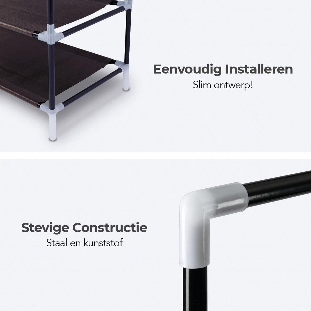 LifeGoods Schoenenrek - 5 Laags - Schoenenkast - Opbergsysteem 30 Paar Schoenen - Kunststof - Zwart