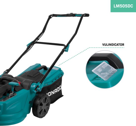 VONROC Accu Grasmaaier – 40V – 38 cm maaibreedte - Vier instelbare maaihoogtes: 35/45/55/65 mm - Incl. 45L Opvangbak - Excl. Accu’s en snellader
