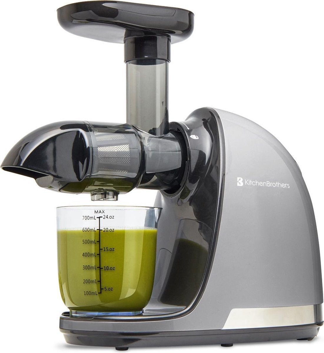 KitchenBrothers Slowjuicer - Juicer - Groenten en Fruitpers - 700ml Sapbeker - 1400ml Pulpcontainer - Grijs