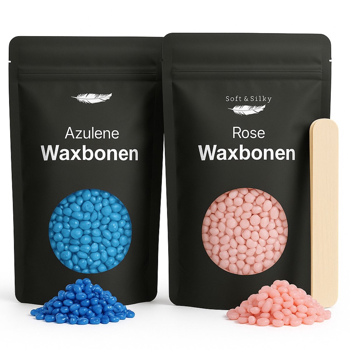 Soft & Silky Wax Beans 1 kg – Hard Wax Parels – Incl. 60 Spatels – Blauw of Roze – Voor Wax Apparaat