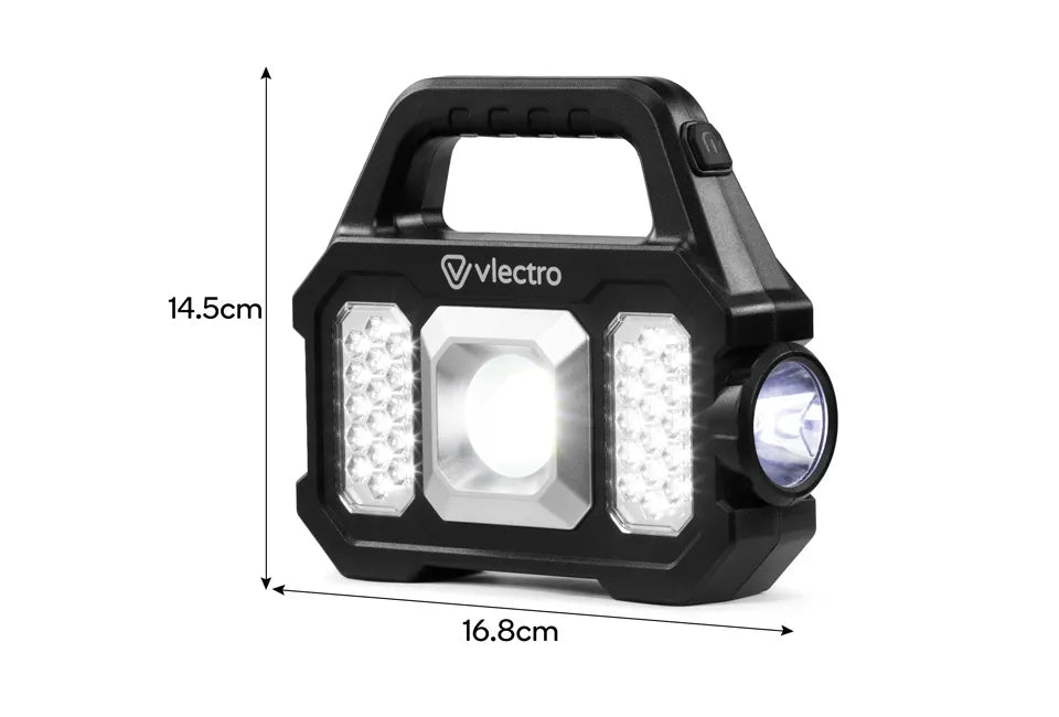 Vlectro Oplaadbare Zaklampen - 2 Stuks - Zonne-energie/USB-C - 500 lumen - IP44
