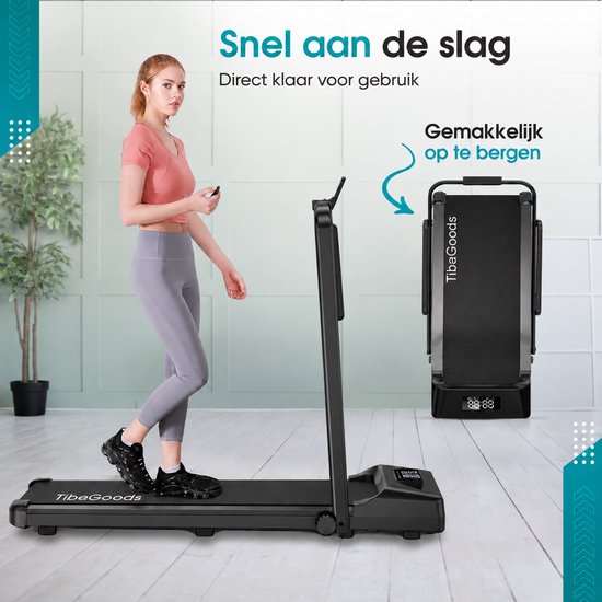 TibaGoods Loopband Inklapbaar - 1 t/m 8 km/u - Hardloopband - Walking pad - Hometrainer - Wandelband voor thuis - Treadmill - Sport - Hardlopen - 130kg