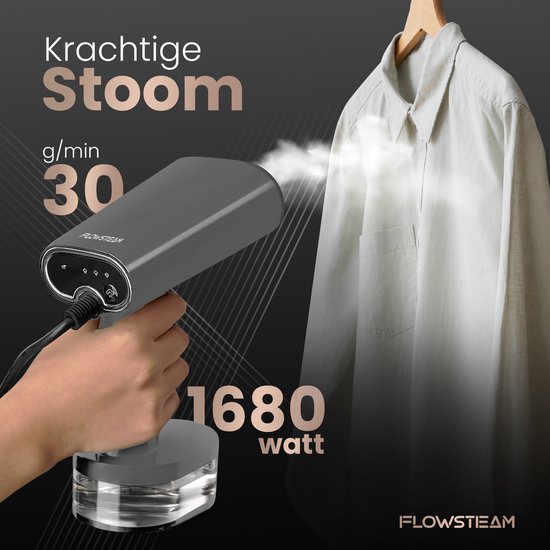 FLOWSTEAM® Luxe Kledingstomer - Handstomer - Stoomapparaat Kleding - Matte Gray Edition