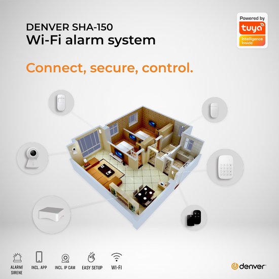 Denver SHA-150 - Smart Home beveiliging - Smart Home Alarm Systeem - TUYA - Wit