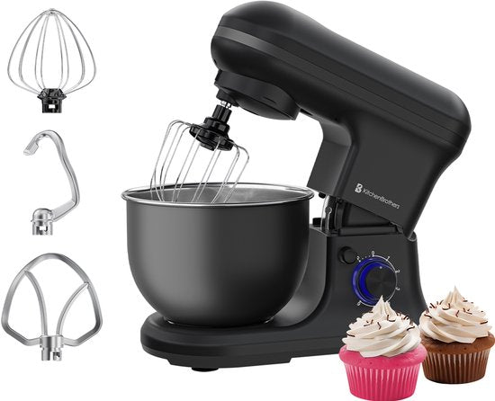 KitchenBrothers Keukenrobot - 5L - Mixer met Mengkom - 1200W - Matzwart