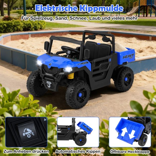Coast Elektrische Kinderauto 12V – Kiepwagen met Afstandsbediening 106 x 60 x 59 cm – Donkerblauw