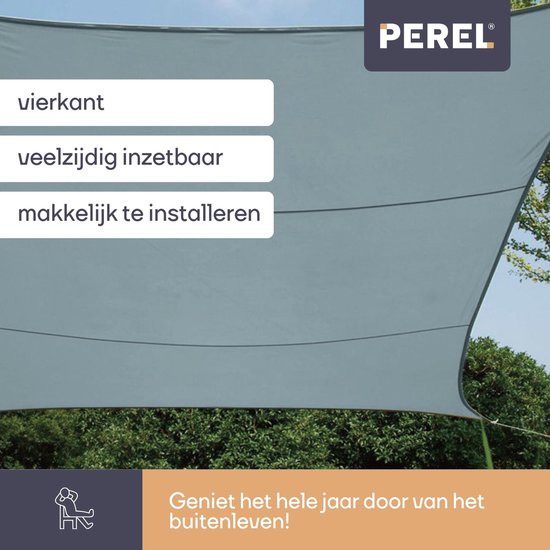 Perel Schaduwdoek - Polyester - UV-beschermend & Waterafstotend - 5x5m - Lichtgrijs