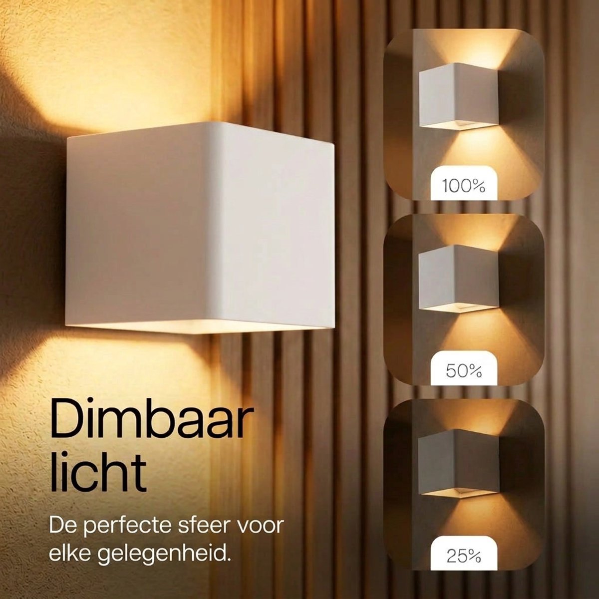 Luminize Oplaadbare Wandlamp met Afstandsbediening - Wit - 10 x 10 x 8 cm