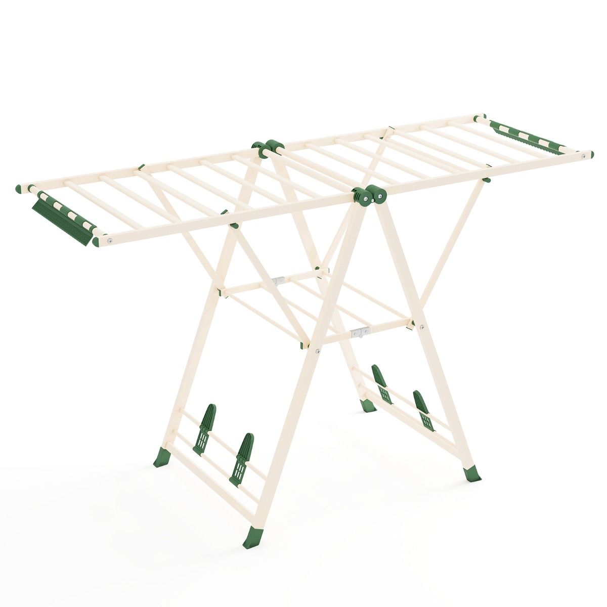 Coast Opvouwbaar Droogrek - verstelbare vleugels - sokkenclips en schoenenrekken - wit/beige 163 cm