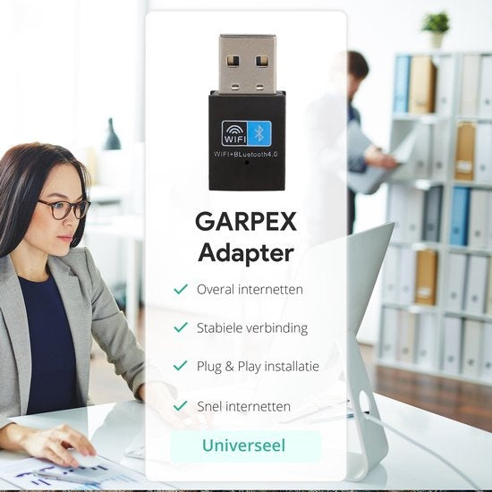 Garpex® Draadloze USB WiFi Bluetooth Adapter - Draadloze Dongle USB2.0 WiFi BT4.0 Adapter