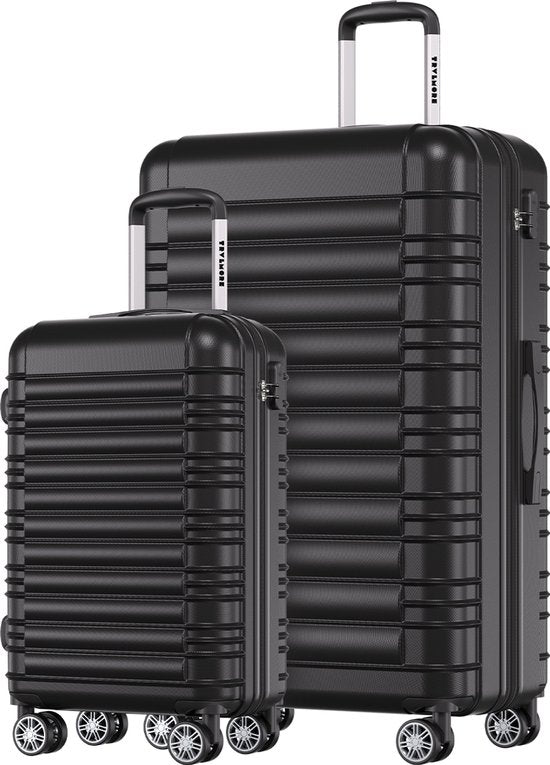 TRVLMORE Kofferset - 2 Delig - 38L Handbagage + 110L Ruimbagage - Lichtgewicht - Trolley - Reiskoffer Set - Zwart