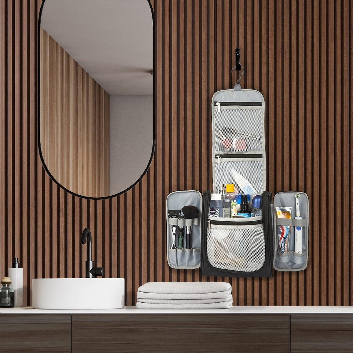 TRVLMORE Toilettas XL - Hangend met Haak - Zwart
