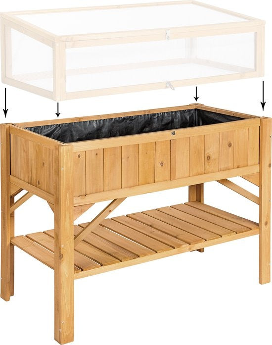 tectake® - Hoge plantenbak met legplank - Kweekbak - Stekjesbak - 119x53x90cm - 403232