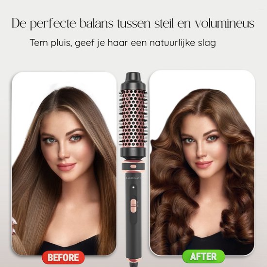 Sansbeauté® 5-in-1 Thermal Brush – Warmteborstel 38mm – Krul- & Föhnborstel – Multistyler voor Volume