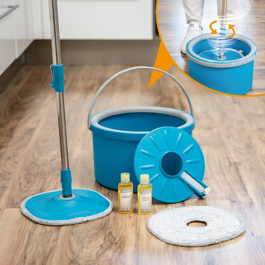 Livington Clean Water Spin Mop - Altijd Schoon Water - Inclusief Reinigingsmiddel en Pads - Voor Alle Vloertypes