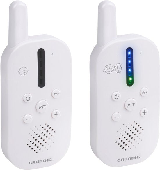 Grundig DECT Audio Babyfoon - Baby Monitor met 150M bereik - Ouder- en Babyunit - met LED Geluidsindicatie en Terugspreekfunctie - Babykamer Accessoires - Wit