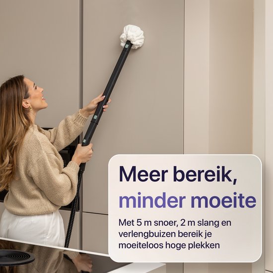 LUMAN Stoomreiniger MAX – 2600W - 60 min Stoomtijd - 2.5L Watertank – Handstoomreiniger & Tapijtreiniger - Groen